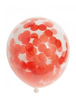 Confetti Ballonnen Transparant - Rood Confetti - 6 stuks - 30 cm Confetti Ballonnen Transparant - Rood Confetti - 6 stuks - 30 cm