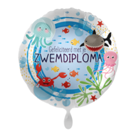 Folieballon - Gefeliciteerd Zwemdiploma - 45 cm - Helium- en Luchtvulling  Folieballon - Gefeliciteerd Zwemdiploma - 45 cm - Helium- en Luchtvulling