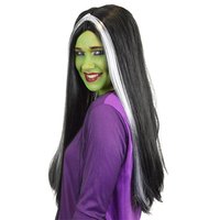 Damespruik - Halloween Pruik Heks - Zwart-Wit Damespruik - Halloween Pruik Heks - Zwart-Wit