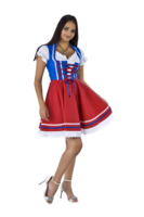 Dirndl Jurk Rood-Blauw 2-delig