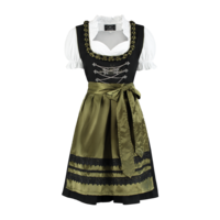 Dirndl Jurk - Zwart-Olijfgroen - 3-delig - Dames