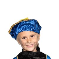 Piet Baret kind blauw satijn met veer