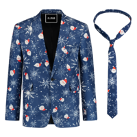 Kerst Blazer Santa Snowflakes met stropdas