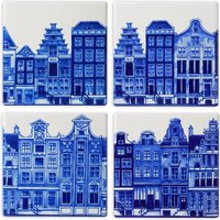 Onderzetters - Delfts Blauw Grachtenpanden - 4 stuks