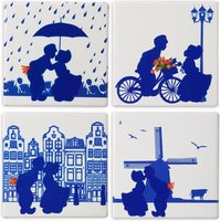 Onderzetters - Delfts Blauw Kussend Paartje - 4 stuks