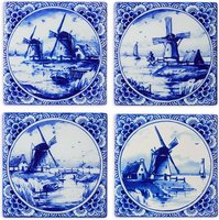 Onderzetters - Delfts Blauw Molen - 4 stuks