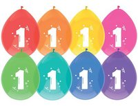Ballonnen Gekleurd - 1 jaar - 8 stuks - 30 cm Ballonnen Gekleurd - 1 jaar - 8 stuks - 30 cm