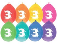 Ballonnen Gekleurd - 3 jaar - 8 stuks - 30 cm Ballonnen Gekleurd - 3 jaar - 8 stuks - 30 cm