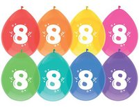 Ballonnen Gekleurd - 8 jaar - 8 stuks - 30 cm Ballonnen Gekleurd - 8 jaar - 8 stuks - 30 cm