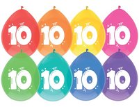 Ballonnen Gekleurd - 10 jaar - 8 stuks - 30 cm Ballonnen Gekleurd - 10 jaar - 8 stuks - 30 cm