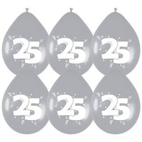 Ballonnen - Jubileum 25 Zilver - 6 stuks - 30 cm