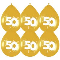 Ballonnen - Jubileum 50 - Verjaardag 50 Jaar - Goud - 6 stuks - 30 cm  Ballonnen - Jubileum 50 - Verjaardag 50 Jaar - Goud - 6 stuks - 30 cm