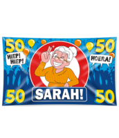Sarah Gevel Vlag Cartoon 50 jaar - 150 x 90 cm
