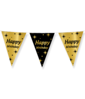 Vlaggenlijn Classy - Happy Birthday - Zwart-Goud - Gefeliciteerd