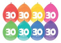 Ballonnen Gekleurd - 30 jaar - 8 stuks - 30 cm Ballonnen Gekleurd - 30 jaar - 8 stuks - 30 cm