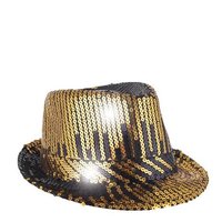 Hoed Popstar Pailletten - Disco Jaren 80 & 90 - Zwart-Goud Hoed Popstar Pailletten - Disco Jaren 80 & 90 - Zwart-Goud