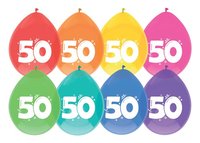 Ballonnen Gekleurd - 50 jaar - 8 stuks - 30 cm Ballonnen Gekleurd - 50 jaar - 8 stuks - 30 cm