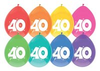 Ballonnen Gekleurd - 40 jaar - 8 stuks - 30 cm Ballonnen Gekleurd - 40 jaar - 8 stuks - 30 cm