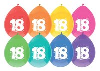 Ballonnen Gekleurd - 18 jaar - 8 stuks - 30 cm Ballonnen Gekleurd - 18 jaar - 8 stuks - 30 cm