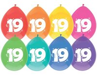 Ballonnen Gekleurd - 19 jaar - 8 stuks - 30 cm Ballonnen Gekleurd - 19 jaar - 8 stuks - 30 cm