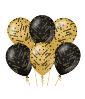 Ballonnen Classy - Pensioen - Zwart-Goud - 6 stuks Ballonnen Classy - Pensioen - Zwart-Goud - 6 stuks