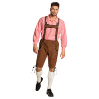 Oktoberfest Werner lederhosen en overhemd rood-wit Oktoberfest Werner lederhosen en overhemd rood-wit