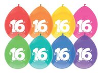 Ballonnen Gekleurd - 16 jaar - 8 stuks - 30 cm Ballonnen Gekleurd - 16 jaar - 8 stuks - 30 cm