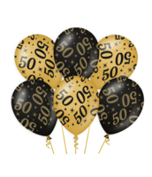 Ballonnen Classy - 50 jaar - Zwart-Goud - 6 stuks