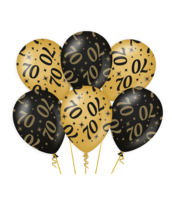 Ballonnen Classy - 70 jaar - Zwart-Goud - 6 stuks