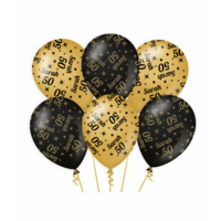 Ballonnen Classy - Sarah 50 - Zwart-Goud - 6 stuks