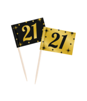 Cocktailprikkers Classy - 21 jaar - Zwart-Goud