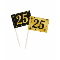 Cocktailprikkers Classy - 25 jaar - Zwart-Goud