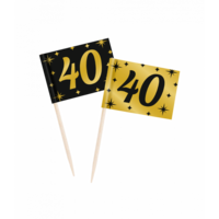 Cocktailprikkers Classy - 40 jaar - Zwart-Goud