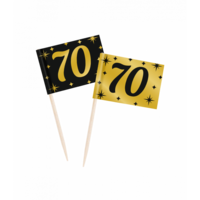 Cocktailprikkers Classy - 70 jaar - Zwart-Goud