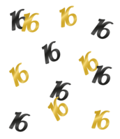 Confetti Classy - 16 jaar - Zwart-Goud - 50 Stuks Confetti Classy - 16 jaar - Zwart-Goud - 50 Stuks