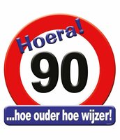 Huldeschild Decoratie Verkeersbord - Hoera 90 jaar