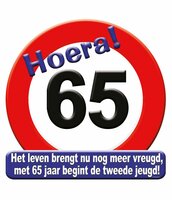 Huldeschild Decoratie Verkeersbord - Hoera 65 jaar