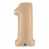 Folieballon Helium- en Luchtvulling - Nude - Cijfer 1 - 100 cm Folieballon Helium- en Luchtvulling - Nude - Cijfer 1 - 100 cm