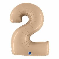 Folieballon  Helium- en Luchtvulling - Nude - Cijfer 2 - 100 cm Folieballon  Helium- en Luchtvulling - Nude - Cijfer 2 - 100 cm