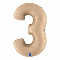 Folieballon Helium- en Luchtvulling - Nude - Cijfer 3 - 100 cm Folieballon Helium- en Luchtvulling - Nude - Cijfer 3 - 100 cm