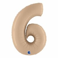 Folieballon Helium- en Luchtvulling - Nude - Cijfer 6 - 100 cm Folieballon Helium- en Luchtvulling - Nude - Cijfer 6 - 100 cm