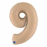 Folieballon Helium- en Luchtvulling - Nude - Cijfer 9 - 100 cm Folieballon Helium- en Luchtvulling - Nude - Cijfer 9 - 100 cm