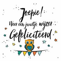 Wenskaart Verjaardag-  Jaartje Wijzer Gefeliciteerd 
