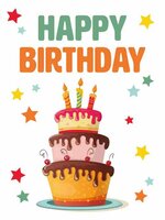 Verjaardagskaart XL - Happy Birthday Taart - Met Envelop Verjaardagskaart XL - Happy Birthday Taart - Met Envelop