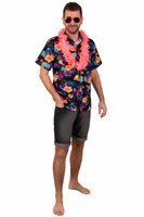 Hawaii Blouse met Print - Tropicana Beach Party - Zwart - Volwassenen Hawaii Blouse met Print - Tropicana Beach Party - Zwart - Volwassenen