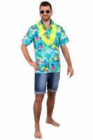 Hawaii Blouse met Print - Tropicana Beach Party - Blauw - Volwassenen Hawaii Blouse met Print - Tropicana Beach Party - Blauw - Volwassenen