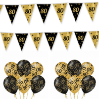 Feestpakket Classy - 80 jaar - Zwart-Goud Feestpakket Classy - 80 jaar - Zwart-Goud