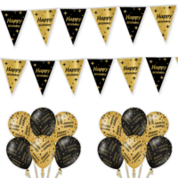 Feestpakket Classy - Happy Birthday - Zwart-Goud