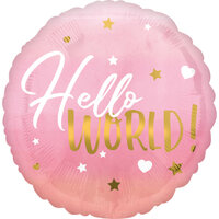 Folieballon - Geboorte Hello World Roze - 45 cm - Helium- en Luchtvulling Folieballon - Geboorte Hello World Roze - 45 cm - Helium- en Luchtvulling