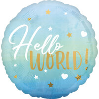 Folieballon - Geboorte Hello World - 45 cm - Helium- en Luchtvulling Folieballon - Geboorte Hello World - 45 cm - Helium- en Luchtvulling